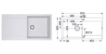 Мойка для кухни «Franke» Maris MRG 611-97 97/50 114.0153.910 искусственный камень белый Мойка для кухни «Franke» Maris MRG 611-97 97/50 114.0153.910 искусственный камень белый