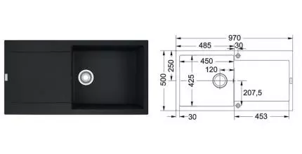 Мойка для кухни «Franke» Maris MRG 611-97 97/50 114.0630.730 искусственный камень черный матовый Мойка для кухни «Franke» Maris MRG 611-97 97/50 114.0630.730 искусственный камень черный матовый