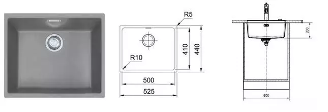 Мойка для кухни «Franke» Sirius SID 110-50 52/44 144.0603.820 искусственный камень серый