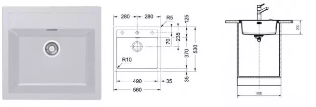 Мойка для кухни «Franke» Sirius SID 610 56/53 114.0443.343 искусственный камень белый