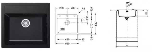 Мойка для кухни «Franke» Sirius SID 610 56/53 114.0443.344 искусственный камень оникс