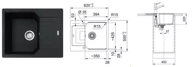 Мойка для кухни «Franke» Urban UBG 611-62 62/50 114.0595.318 искусственный камень оникс