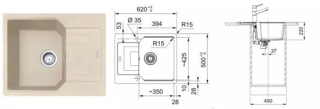 Мойка для кухни «Franke» Urban UBG 611-62 62/50 114.0612.257 искусственный камень бежевый