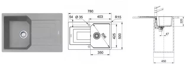Мойка для кухни «Franke» Urban UBG 611-78 78/50 114.0612.299 искусственный камень серый