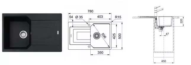 Мойка для кухни «Franke» Urban UBG 611-78 78/50 114.0612.295 искусственный камень оникс