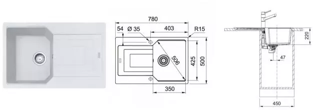 Мойка для кухни «Franke» Urban UBG 611-78 78/50 114.0612.298 искусственный камень белый