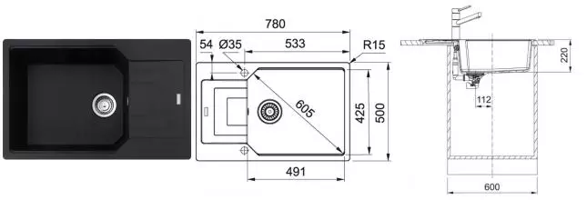 Мойка для кухни «Franke» Urban UBG 611-78 78/50 114.0595.289 искусственный камень оникс
