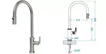 Смеситель для кухонной мойки «Alveus» Nerina-PS CHR 1132177 с выдвижным изливом хром