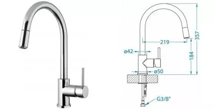 Смеситель для кухонной мойки «Alveus» Vela-P CHR 1132183 с выдвижным изливом хром
