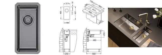 Мойка для кухни «Alveus» Kombino10 - Monarch SAT-90 22/44 нержавеющая сталь Anthracite Мойка для кухни «Alveus» Kombino10 - Monarch SAT-90 22/44 нержавеющая сталь Anthracite