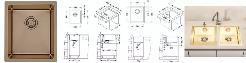 Мойка для кухни «Alveus» Quadrix 20 - Monarch 39/45 нержавеющая сталь Copper Мойка для кухни «Alveus» Quadrix 20 - Monarch 39/45 нержавеющая сталь Copper