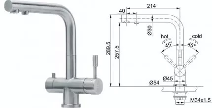 Смеситель для кухни с подключением к фильтру «Franke» Atlas Clear Water 120.0179.978 нержавеющая сталь Смеситель для кухни с подключением к фильтру «Franke» Atlas Clear Water 120.0179.978 нержавеющая сталь