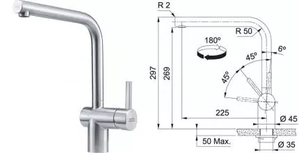 Смеситель для кухонной мойки «Franke» Atlas Neo 115.0521.435 нержавеющая сталь Смеситель для кухонной мойки «Franke» Atlas Neo 115.0521.435 нержавеющая сталь