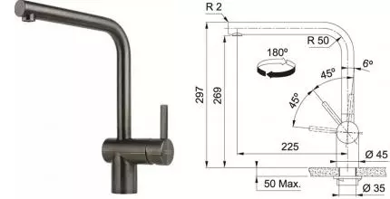 Смеситель для кухонной мойки «Franke» Atlas Neo 115.0628.207 антрацит Смеситель для кухонной мойки «Franke» Atlas Neo 115.0628.207 антрацит