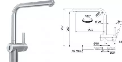 Смеситель для кухонной мойки «Franke» Atlas Neo Sensor 115.0625.489 нержавеющая сталь Смеситель для кухонной мойки «Franke» Atlas Neo Sensor 115.0625.489 нержавеющая сталь