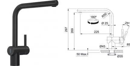 Смеситель для кухонной мойки «Franke» Atlas Neo Sensor 115.0625.525 чёрный матовый Смеситель для кухонной мойки «Franke» Atlas Neo Sensor 115.0625.525 чёрный матовый