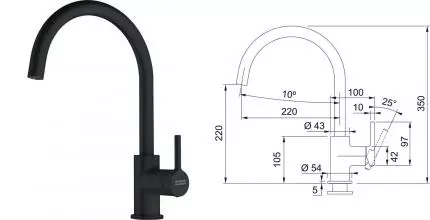 Смеситель для кухонной мойки «Franke» Lina XL 115.0626.019 чёрный матовый