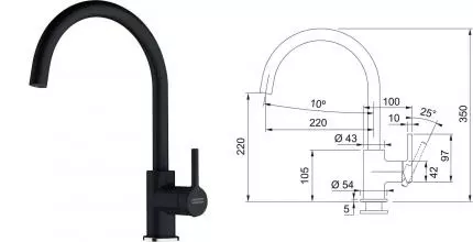 Смеситель для кухонной мойки «Franke» Lina XL 115.0626.020 оникс Смеситель для кухонной мойки «Franke» Lina XL 115.0626.020 оникс