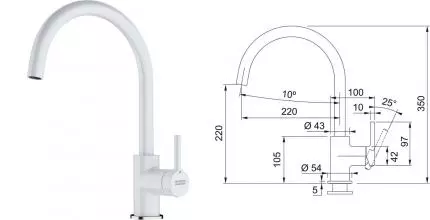 Смеситель для кухонной мойки «Franke» Lina XL 115.0626.024 белый Смеситель для кухонной мойки «Franke» Lina XL 115.0626.024 белый