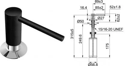 Встраиваемый дозатор для моющего средства «Franke» Comfort 119.0578.743 на кухонную мойку оникс Встраиваемый дозатор для моющего средства «Franke» Comfort 119.0578.743 на кухонную мойку оникс