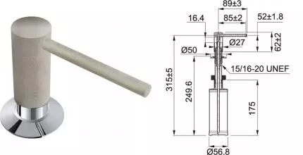 Встраиваемый дозатор для моющего средства «Franke» Comfort 119.0578.746 на кухонную мойку сахара Встраиваемый дозатор для моющего средства «Franke» Comfort 119.0578.746 на кухонную мойку сахара