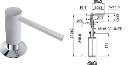 Встраиваемый дозатор для моющего средства «Franke» Comfort 119.0578.748 на кухонную мойку белый Встраиваемый дозатор для моющего средства «Franke» Comfort 119.0578.748 на кухонную мойку белый