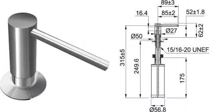 Встраиваемый дозатор для моющего средства «Franke» Comfort 119.0578.771 на кухонную мойку нержавеющая сталь Встраиваемый дозатор для моющего средства «Franke» Comfort 119.0578.771 на кухонную мойку нержавеющая сталь