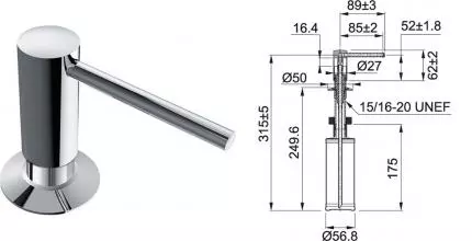 Встраиваемый дозатор для моющего средства «Franke» Comfort 119.0584.065 на кухонную мойку хром Встраиваемый дозатор для моющего средства «Franke» Comfort 119.0584.065 на кухонную мойку хром