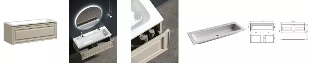 Тумба с раковиной «Sancos» Very 119,5 (Element 121/46 двойная) подвесная Beige Soft Тумба с раковиной «Sancos» Very 119,5 (Element 121/46 двойная) подвесная Beige Soft