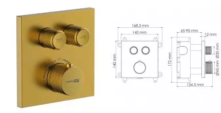 Смеситель для душа «WasserKRAFT» Aisch 5548 Thermo с термостатом матовое золото Смеситель для душа «WasserKRAFT» Aisch 5548 Thermo с термостатом матовое золото