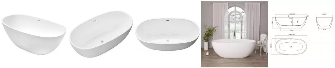 Ванна акриловая «Grossman» GR-2503 Classic 170/87 с сифоном белая глянцевая