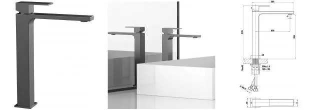 Смеситель для раковины «Vincea» Cube VBF-1C02GM вороненая сталь