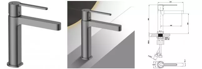 Смеситель для раковины «Vincea» Rondo VBF-1R1GM вороненая сталь