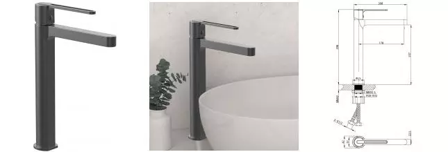 Смеситель для раковины «Vincea» Rondo VBF-1R2GM вороненая сталь