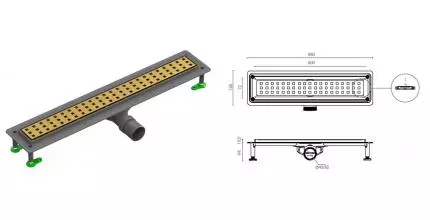 Душевой лоток «CTESI» Square Gold 80 см BK4024650/1 боковой выпуск золото Душевой лоток «CTESI» Square Gold 80 см BK4024650/1 боковой выпуск золото