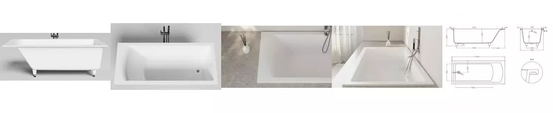 Ванна из литьевого мрамора «Salini» Cascata 170/75 S-Sense с ножками с сифоном белая глянцевая