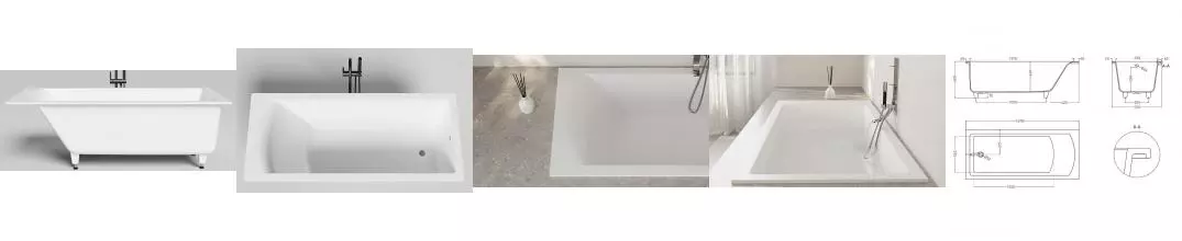 Ванна из литьевого мрамора «Salini» Cascata 170/75 S-Sense с ножками с сифоном белая матовая