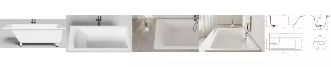 Ванна из литьевого мрамора «Salini» Cascata Kit 180/80 S-Sense с ножками с сифоном белая матовая