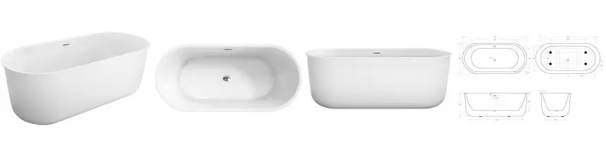 Ванна акриловая «Belbagno» BB709 170/80 с ножками с сифоном белая Ванна акриловая «Belbagno» BB709 170/80 с ножками с сифоном белая