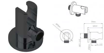 Подключение для душевого шланга «Vincea» VSC-42MB с держателем для лейки чёрное Подключение для душевого шланга «Vincea» VSC-42MB с держателем для лейки чёрное