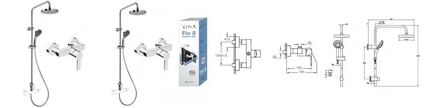 Уценка, Душевая система «Vitra» Flo S A49234EXP хром 