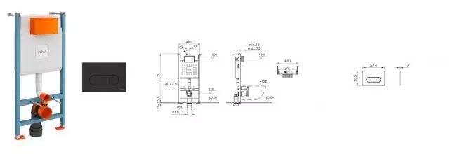 Инсталляция для унитаза с кнопкой «Vitra» 800-1874 (Core 732-5800-01/панель смыва Root R 740-2211)