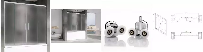 Шторка на ванну стеклянная «Abber» AG57150M 150/140 150/140 матовая/хром