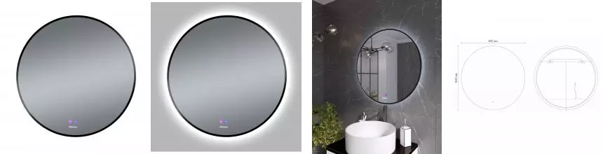 Зеркало «Grossman» Cosmo-норма 80 с подсветкой и подогревом чёрное