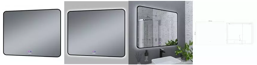 Зеркало «Grossman» Elegans-норма 100/80 с подсветкой и подогревом чёрное