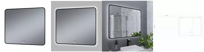 Зеркало «Grossman» Elegans-норма 90/80 с подсветкой и подогревом чёрное