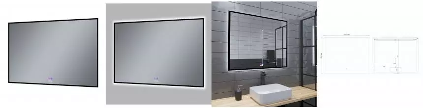 Зеркало «Grossman» Pragma-норма 100/80 с подсветкой и подогревом чёрное