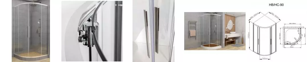 Душевой угол-ограждение «Deto» HC 90 Chrome 90/90 прозрачный/хром без поддона Душевой угол-ограждение «Deto» HC 90 Chrome 90/90 прозрачный/хром без поддона