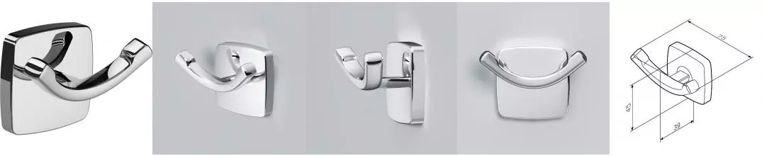 Двойной крючок «AM.PM Plus» Gem Plus A90356B00 на стену хром Двойной крючок «AM.PM Plus» Gem Plus A90356B00 на стену хром
