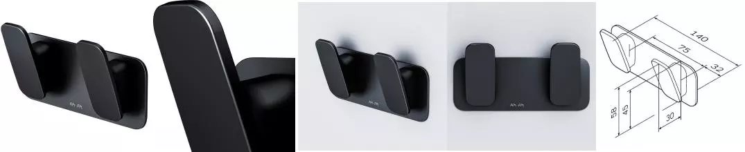 Двойной крючок «AM.PM Plus» Inspire V2.0 Plus A50A356B22 на стену чёрный матовый Двойной крючок «AM.PM Plus» Inspire V2.0 Plus A50A356B22 на стену чёрный матовый